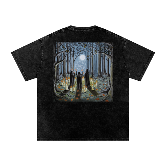 "Moonbound" - Snow Washed Oversized Short Sleeve Graphic Tee