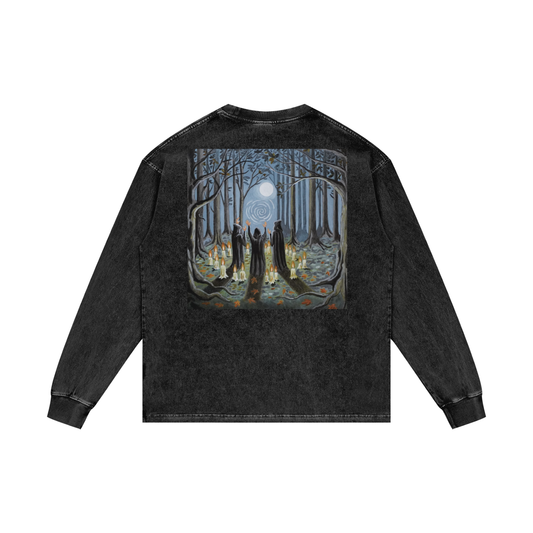 "Moonbound" -  Acid Wash Oversize Long Sleeve Tee
